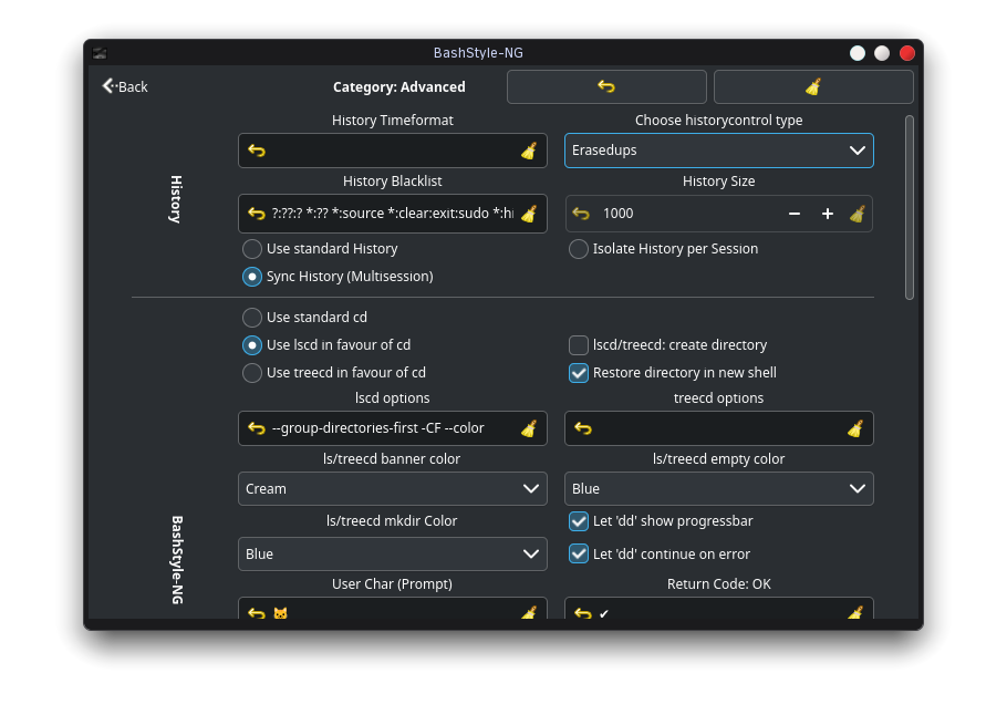 BashStyle-NG Advanced Settings part 1