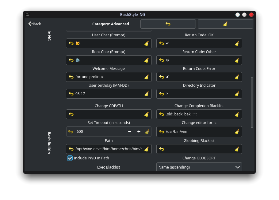 BashStyle-NG Advanced Settings part 2