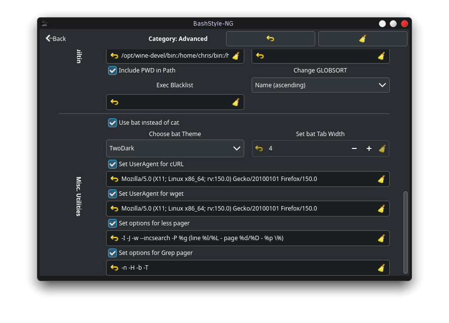 BashStyle-NG Advanced Settings part 3