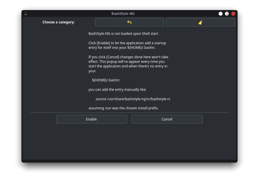 BashStyle-NG First Start UI