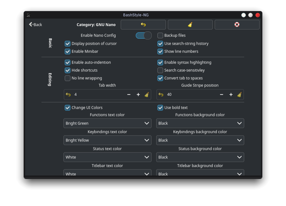 BashStyle-NG Nano Settings