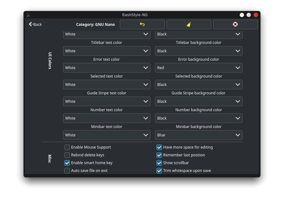 BashStyle-NG Nano Settings
