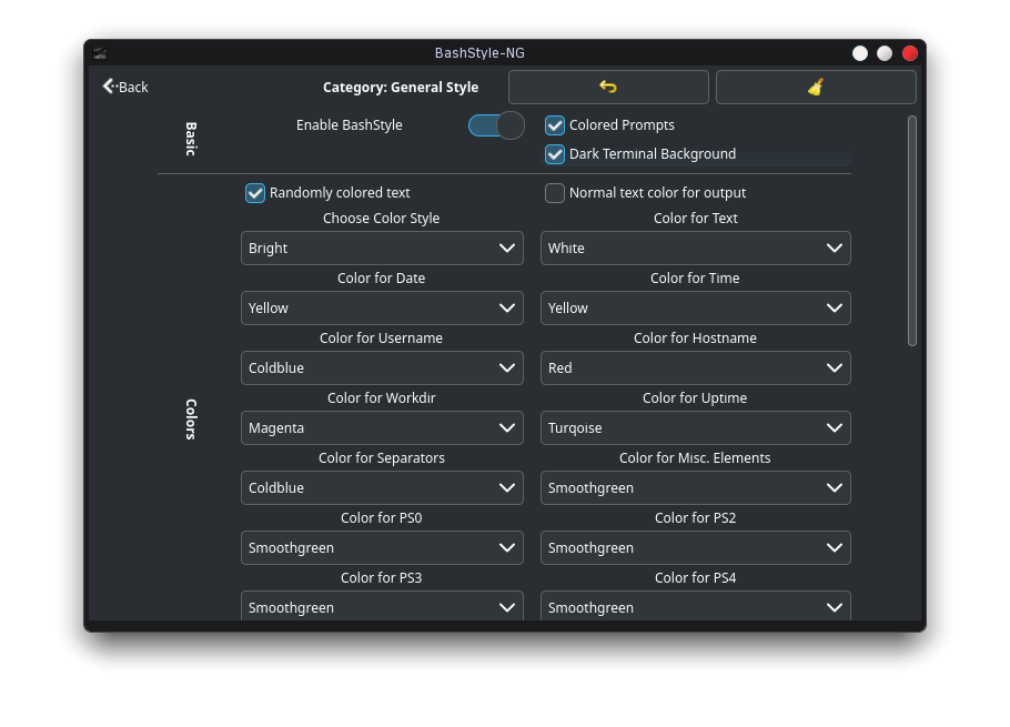 BashStyle-NG Style Settings part 1