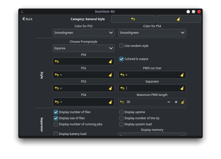 BashStyle-NG Style Settings part 2